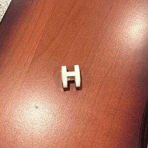 Gold and White H Charm